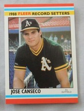 1988 Fleer Record Setters Jose Canseco Oakland A's (2)   Baseball cards