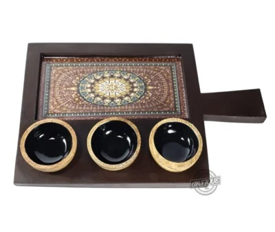 Snack Platter 3 Round Bowls Breakfast Serving Tray Kitchen Dining Steak Fish Set — 第 1/4 张图片