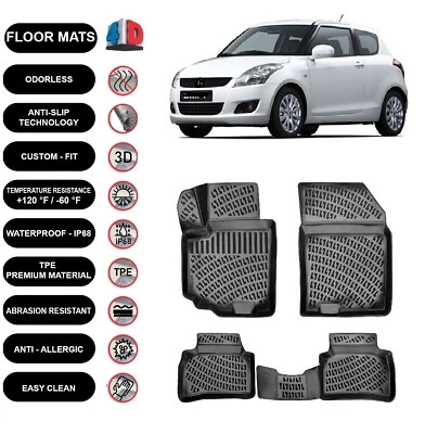 Alfombrillas forro para Suzuki Swift (2010-2016) impermeables 4D negras 4 un. Foto 1 de 4