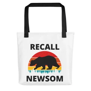 Recall Newsom California Election Bear and Sunset Tote Bag - Bild 1 von 4