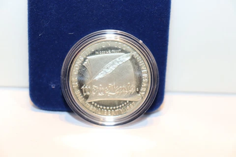 1987 S US $1 Constitution $1 Dollar Proof Original Cap/Felt Case Cover