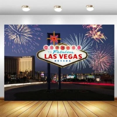 Las Vegas Casino Backdrop City Poker Birthday Party Photo Background Banner - image 1 of 4