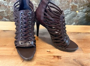 Jessica Simpson Womens Birdy Platform Sandal Lace Up Vamp Fudge Brown Size 7.5 - Picture 1 of 7