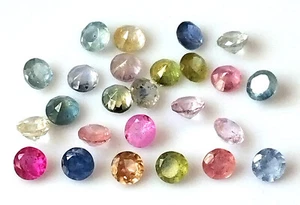 Ceylon Multi Sapphire Round 3.7 mm Faceted Natural Unheated Gemstone 25 Pieces - Picture 1 of 4