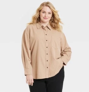 Universal Thread Button-Down Oversized Flannel Long Sleeve Shirt size XL- Tan - Picture 1 of 11