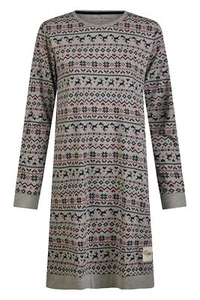 Happy Shorts Damen Nachthemd Sleepshirt Sleepwear Norwegischer Print - Picture 1 of 2