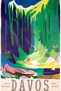 Davos Grisons Lake Woods 1956 Original Vintage Wall Art - POSTER 20x30 - Picture 1 of 4