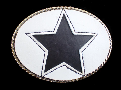 VINTAGE DALLAS COWBOYS LOGO BELT BUCKLE LEATHER & METAL Cover