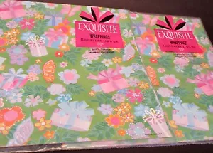 ¡LOTE DE 2! PAPEL DE ENVOLTURA FLORAL MARIPOSA DE MEDIADOS DE SIGLO DE COLECCIÓN ENVOLTURA - Imagen 1 de 4