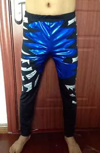 Collant/pantaloni da wrestling adulti Spandex zentai blu metallizzato/nero/argento S-XXL - Foto 1 di 1