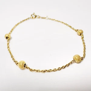 Vintage 18k Frosted gold bead bracelet - Picture 1 of 9