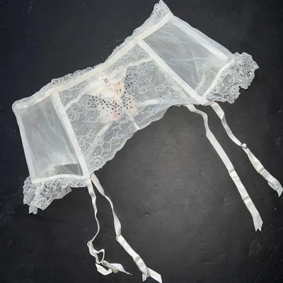 Victoria's Secret S,M,L GARTER CINCHER MARFIL Crema BLANCO BLING DESFILE DE MODA 2013 Foto 1 de 4