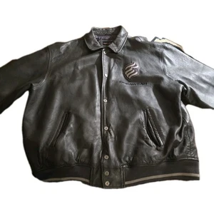 Rare Vintage ROCAWEAR NY 1999 Credit Card edition Leather Jacket 2000s Grey 4XL - Picture 1 of 8
