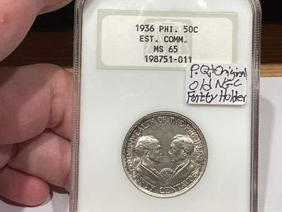 US PHILIPPINES 50 CENTAVOS 1936-M MURPHY QUEZON COMMEMORATIVE NGC MS 65 FATTY - Image 1 of 4