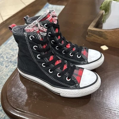 Zapatillas Tenis Converse All Star Chuck Taylor Negras Rojas Alta Talla 1 JR Foto 1 de 4