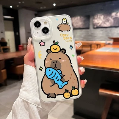 Cute Capybara TPU Anime Phone Case For iPhone 16 15 14 13 12 11 Pro Max Gift - Image 1 of 4