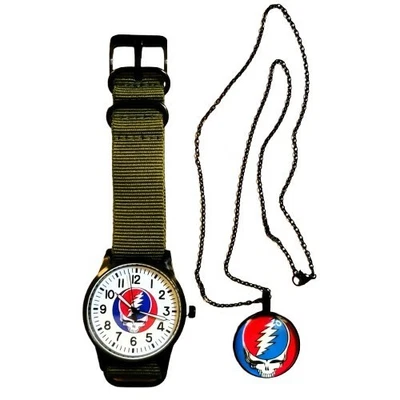 Juego de regalo collar colgante cadena verde y cadena negra reloj Grateful Dead edición limitada Foto 1 de 4