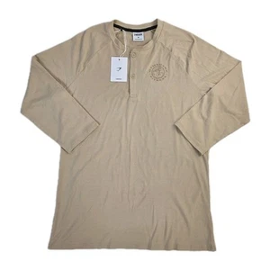 Gymshark Slim Fit Legacy LS Henley Oberteil Wüstenbeige Herren Größe Medium Neu mit Etikett - Bild 1 von 6