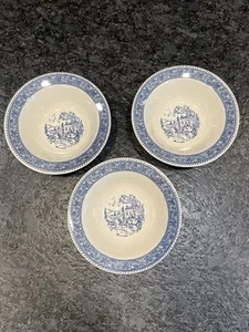 3 Homer Laughlin Stratwood Collection Shakespeare Country Blue Cereal Bowls - Picture 1 of 3