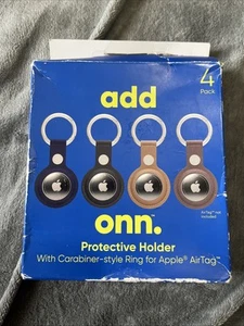 Onn Protective Airtag Holder with Carabiner, Vegan Leather Multi Colors 4 Pack - Photo 1 sur 5