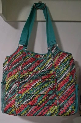 Thirty-One All Pro Grande Bolso de Gimnasio Multi Bolsillo Verde azulado Rosa Gris Lunares Foto 1 de 4