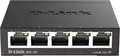 D-Link Ethernet Switch, 5 Port Gigabit Unmanaged Metal Desktop Plug and Black  - Image 1 of 4