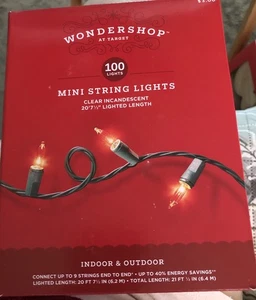 1 Box 100 Clear Twinkling Mini  Lights  Bulb  20' 7.5" Feet Indoor Outdoor New - Picture 1 of 2