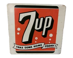 Original Vintage 7 Up Soda Metall Werbeschild - Take Some Home Today! - Bild 1 von 2