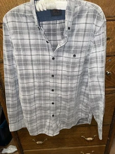 Legacy Copper & Oak Men MEDIUM Corduroy Shirt GRAY Plaid Long Sleeve Button Down - Picture 1 of 4