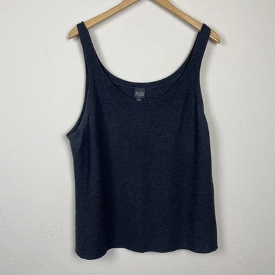 Eileen Fisher 2X Lana Merino Gris Cuadrado Tanque Suéter Clásico Cápsula Armario Lay Foto 1 de 4