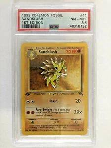 Pokemon - 1st Edition Fossil Sandslash #41 - PSA 8.5 - NM-MINT+ - UK SELLER - Picture 1 of 2