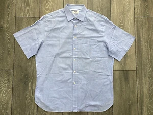 BRIONI FOR WEINBERG LUXURY ITALY BUTTON-UP SHIRT BLUE COTTON SIZE 43/17 MENS - Picture 1 of 7
