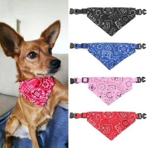 Pet Dog Bandana Collar- Adjustable Cat Puppy Kitten Pet Neck Scarf Neckerchief - Picture 1 of 14