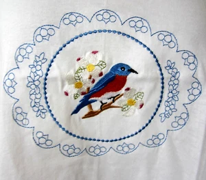 Vintage 90s Womens Embroidered T-Shirt Size XL Bird/Floral Short Sleeve NEW - Picture 1 of 5