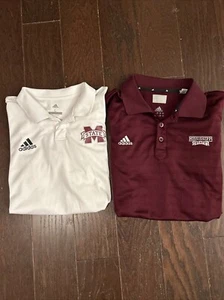 Adidas Mississippi State Bulldogs Polo Shirt Lot Of 2 Maroon White Mens Sz Large - Picture 1 of 13