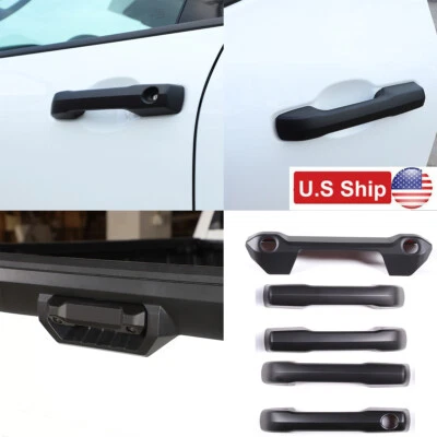 Cubierta de manija de puerta exterior negra mate y moldura de puerta trasera para Toyota Tundra 2022-24 Foto 1 de 4