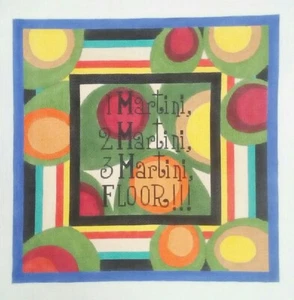 RAYMOND CRAWFORD needlepoint HP handpainted canvas MARTINI TRAY olives CT-23 18m - Picture 1 of 4