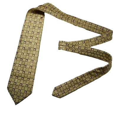 Ermenegildo Zegna Tie Men's Gold Geometric 100% Silk Necktie Handmade in Italy - Image 1 of 4