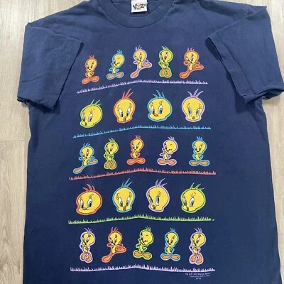 Винтажный 1995 Looney Tunes Tweety птица футболка мужчин XL ТВ-шоу мультфильм синий - Изображение 1 из 4