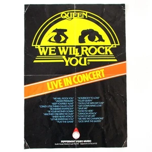 Queen 'We Will Rock You - Live In Concert' 1986 Video VHS Fold-Out Poster - Picture 1 of 8