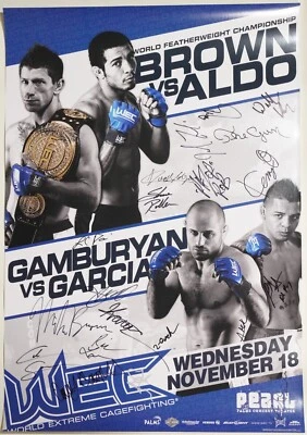 Jose Aldo Mike Brown Cub Swanson +17 Signed by Card WEC 44 Fight Poster UFC SBC - Image 1 of 4