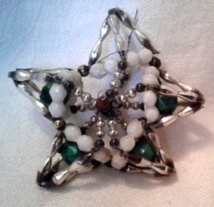 Antique Czech Mercury Glass Bead Wired Star Ornament - Picture 1 of 4