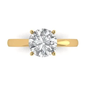2 cttw Round-Cut Cubic Zirconia Solitaire  Engagement Ring (14K Yellow Gold) - Picture 1 of 11