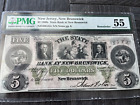1860s State Bank at New Brunswick, New Jersey NJ $5 Obsolete Banknote PMG 55