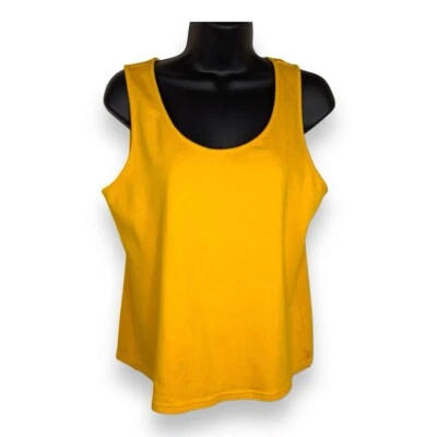 PETITE LARGE RELATIVITY YELLOW TANK TOP SLEEVELESS STRETCH CASUAL SCOOP NECKLINE - Image 1 of 4