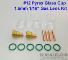 15 Pcs Tig Welding Torch Gas Lens #12 Pyrex Cup Kit For Wp-9/20/25 Series  1/16"