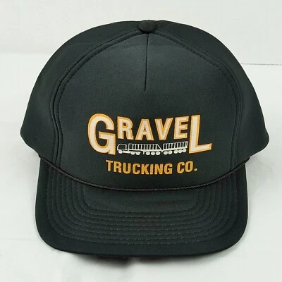 Sombrero de camionero vintage años 80 Gravel Trucking Co. gorra negra sin malla  Foto 1 de 4
