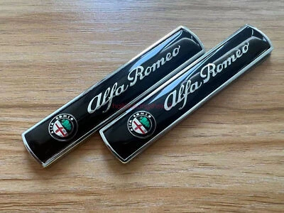 1pair Black Alfa Romeo Letters Fender Emblem Badge Metal for Alfa Romeo - Image 1 of 4