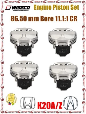 Комплект поршней двигателя Wiseco диаметр отверстия 86,50 мм 11,1:1 CR для Acura Honda K20A K20Z   - Изображение 1 из 3