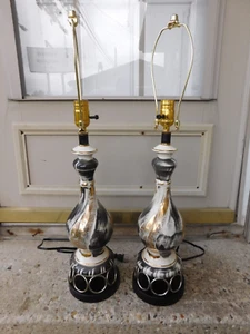 AWESOME PAIR OF MID CENTURY TABLE LAMPS REWIRED, NEW 3 WAY SOCKETS, ETC - Picture 1 of 13